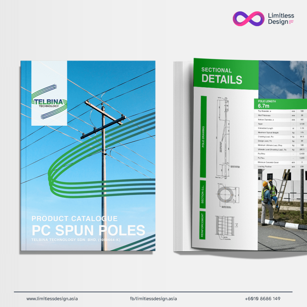 company profile and catalogue design for telbina by limitlessdesign.asia