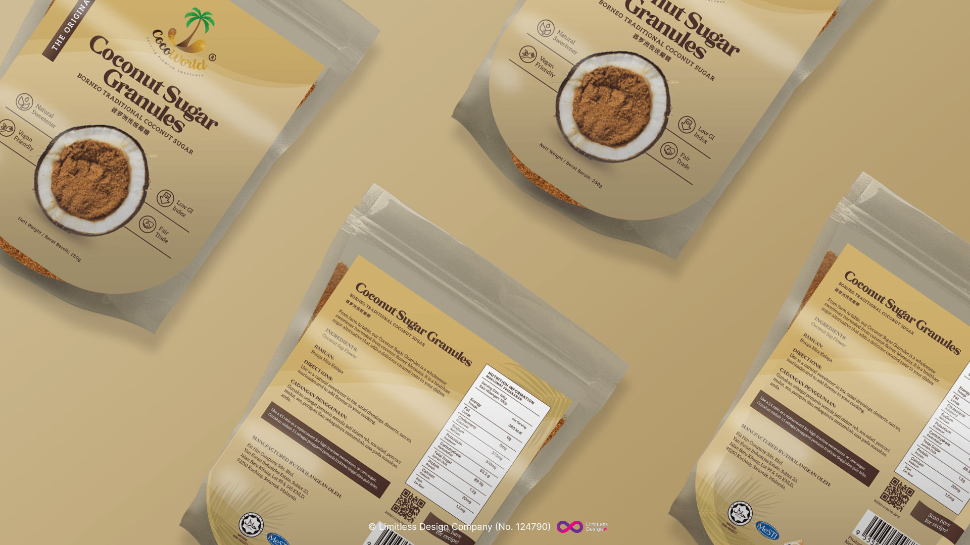 Packaging Label Design: CocoWorld's Gula Melaka Granules 250g