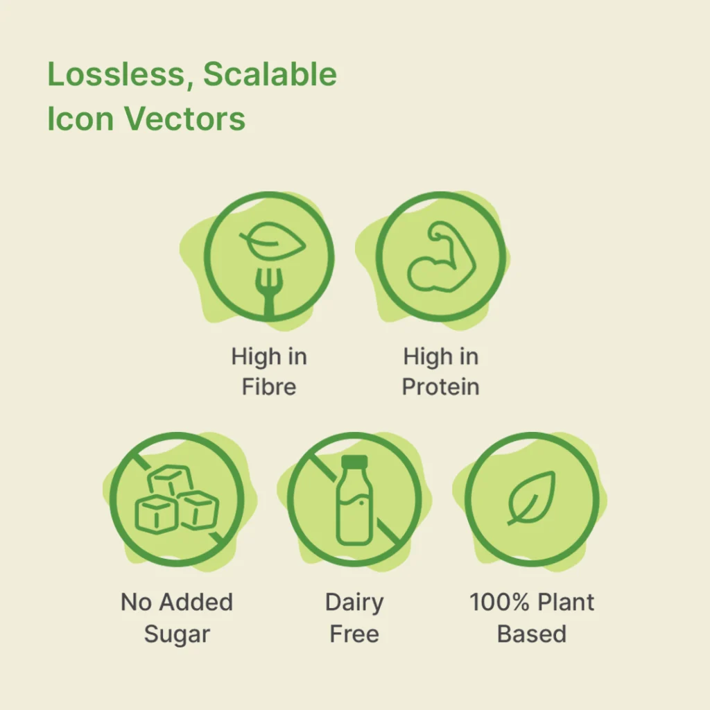 an image showing the vector icons used to highlight the unique selling points of nutraburst by nutreegut